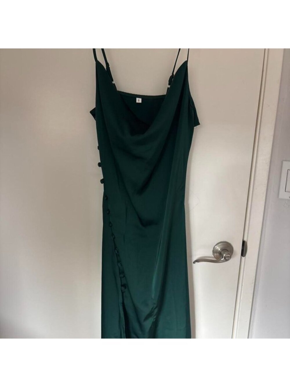 Green maxi dress with button detail, size S #maxi...